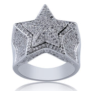 Five-pointed Star Three-dimensional Ring Slightly Inlaid With Zircon