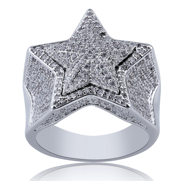 Five-pointed Star Three-dimensional Ring Slightly Inlaid With Zircon