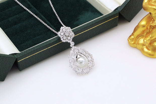 Light Luxury 925 Silver Shell Bead Pendant Necklace