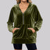 Loose Long Sleeve Zipper Pocket Pleuche Top Women