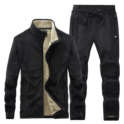Middle-aged And Elderly Men's Fleece Thick Sports Suit