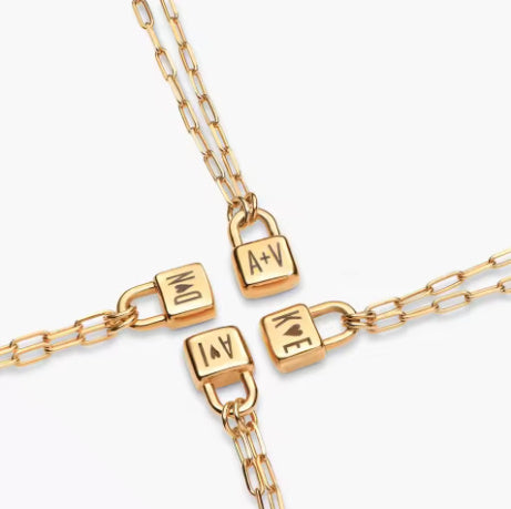 3D Customization Initial Lock Necklace With Diamonds 925 Silver Necklace