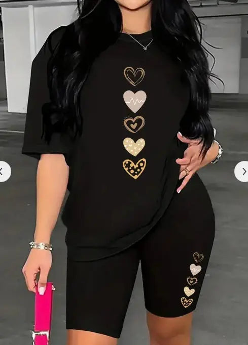 Printed Drop Shoulder T-Shirt Graphic Tees Women Tops Douson Odeh