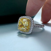 Yellow Diamond Ring Simple Artificial Diamond