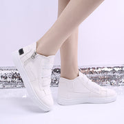 Canvas Flat Shoes Women Side Zipper Walking Sneakers