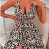 Selling Women's Clothes Deep V Strap Wooden Ear Shirring Backless Sexy Dress
