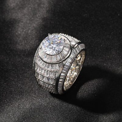 Copper Inlaid Zircon Men's Ring With Diamonds For Couples Rings