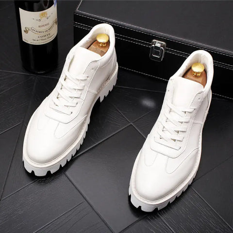All-match Casual Leather Shoes, Personalized Pointed Shoes, High-top Sneakers Douson Odeh