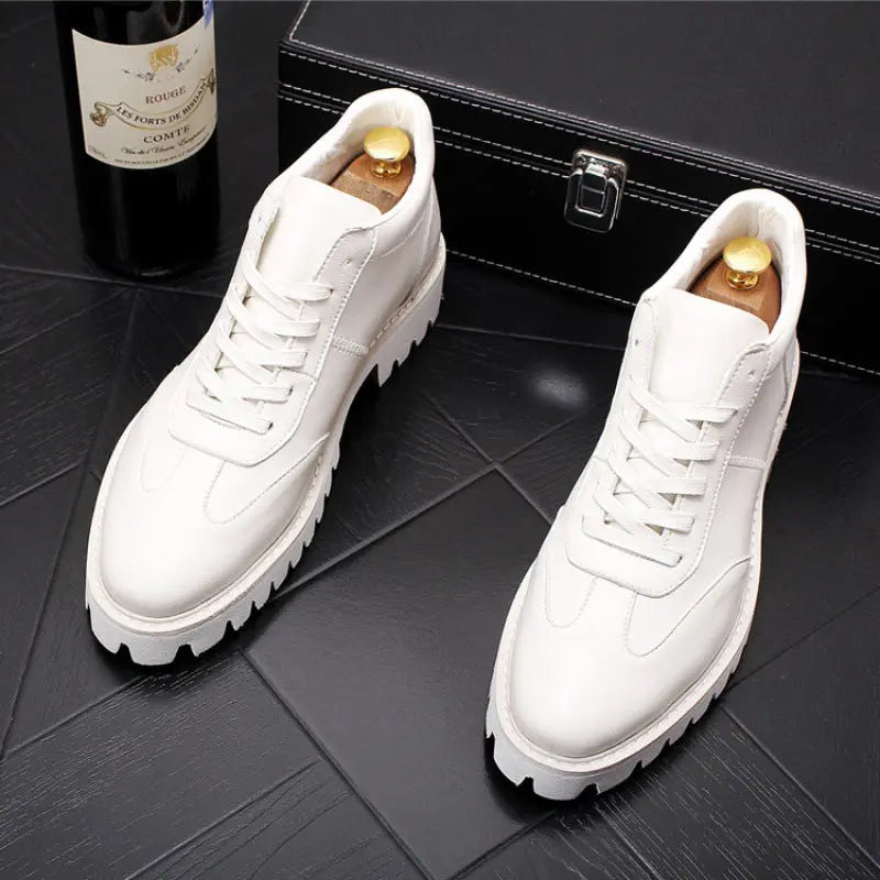 All-match Casual Leather Shoes, Personalized Pointed Shoes, High-top Sneakers Douson Odeh