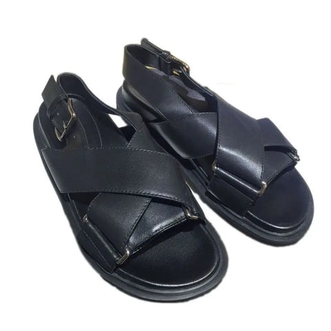 Axige Same Shoes Leather Platform Platform Shoes Roman Sandals Douson Odeh