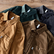 Men Pocket Casual Corduroy Long-sleeved Shirt