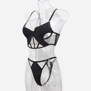 Glossy Mesh Hollow French Underwear Women