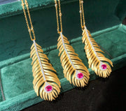 Light Luxury 925 Silver Brushed Feather Pendant Necklace