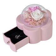 Household Eternal Flowers Necklace Ring Jewelry Box