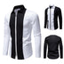 Color Block Zipper Design Plus Size Long Sleeve Shirt