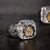 Fenrille Wolf Head Silver Inlaid Copper Ring