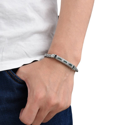 Sterling Silver Hand-woven Inlaid Zircon Hemp Rope Bracelet