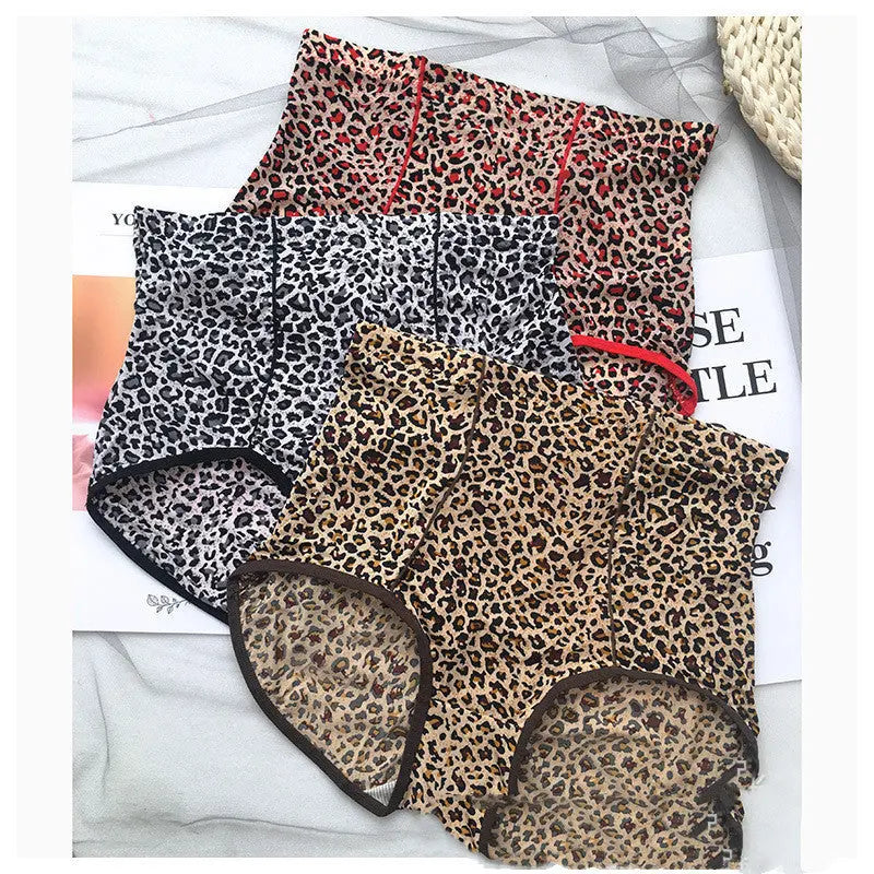 Belly Contracting Hip Lifting Sexy Seamless Leopard Print High Waist Soft Breathable Underwear For Women Douson Odeh