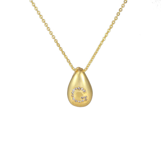 Glossy Water Drop 26 English Letter Pendant Copper-plated Gold Simple Pendant Female