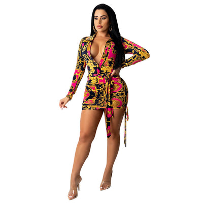 Fashion Women's Printed Pleated Dress