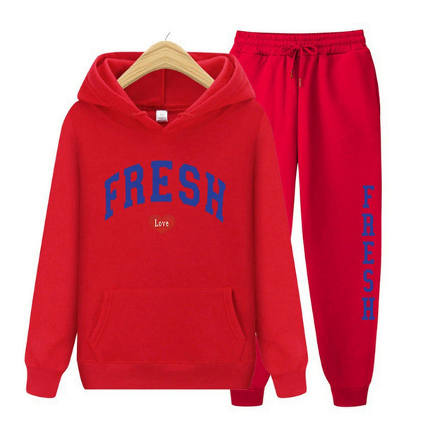 Fashion Printed Sports Sweater Warm Hoodie Casual Suit