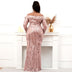 Plus Size Women's Sequin Evening Dress — Long Sleeve Elegant Gown