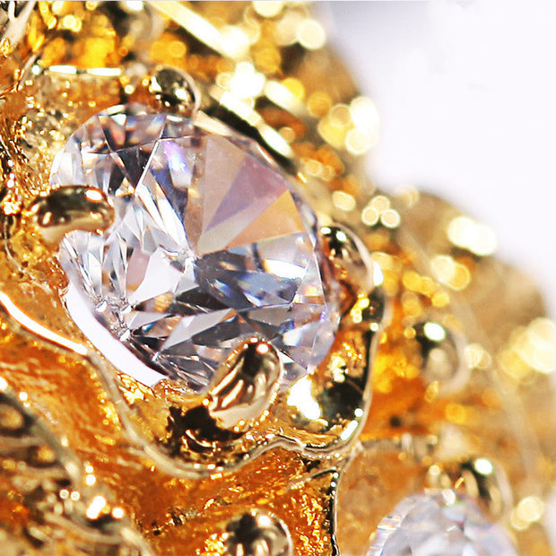 Women's Silver Gilded Lace Hollow Zircon Ring