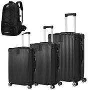 3-piece Hard Shell Luggage Set, Suitable For Both Long-distance And Short Distance Travel. Equipped With Four-wheel Rollers, Password Lock, And Hiking Bag