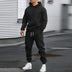 Men's Casual Sports Suit Solid Color Hoodie With Gridles Pants Douson Odeh