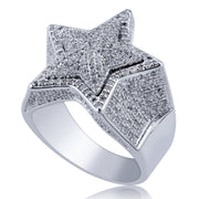 Five-pointed Star Three-dimensional Ring Slightly Inlaid With Zircon
