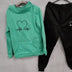 Love Heart Printed Sports Suit Hooded Sweatshirt Top And Drawstring Pants Fashion Casual Clothing For Women