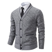 Casual Fleece-lined Cardigan Long Sleeve Youth Stand Collar Sweater Men's Cardigan Coat
