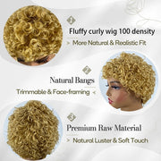 Curly Real Human Hair Wigs For Women, Curly Pixie Cut Wigs, Ultra-Short African Curls, Breathable Cap, Suitable For All Ethnicities.