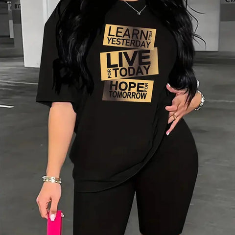 Printed Drop Shoulder T-Shirt Graphic Tees Women Tops Douson Odeh