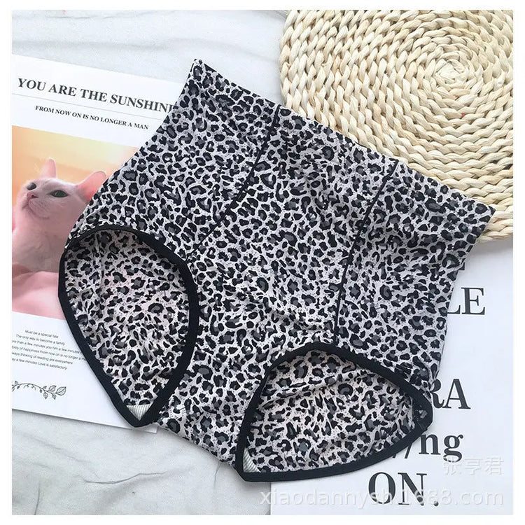 Belly Contracting Hip Lifting Sexy Seamless Leopard Print High Waist Soft Breathable Underwear For Women Douson Odeh