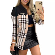 Long Sleeve Zipper Color Matching Printing Lapel Small Coat