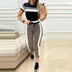 Fashion Women Sets Short Sleeve Tops High Waist Pant Douson Odeh