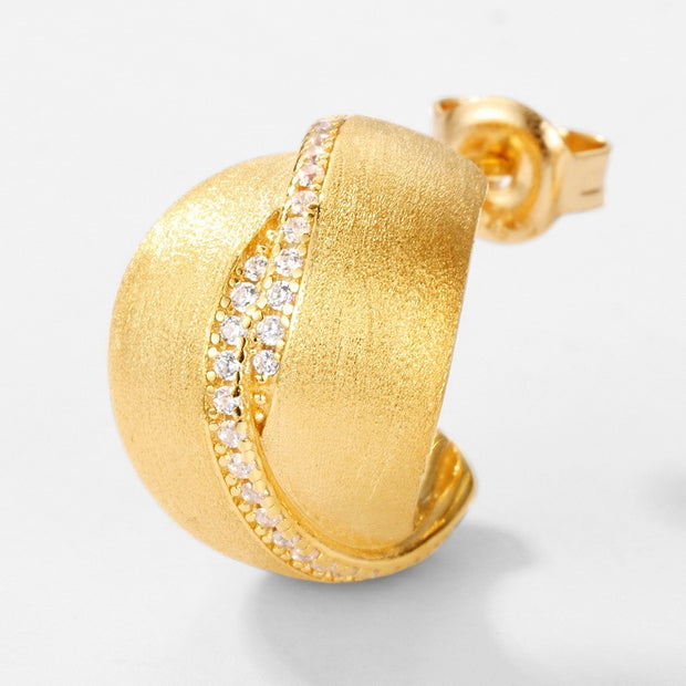 Frosted Brushed Geometric Ear Studs Women