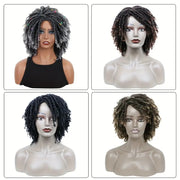 Short Hair Braided Non-toxic Wig African Curly Wig Synthetic Wig African Hair Braided Hook Braided Wig Dirty Braid Headgear