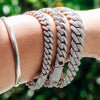 Cuban Link Chain Bracelet Silver Hip Hop For Men And Women