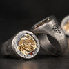 Pharaoh's Treasure Silver Inlaid Copper Ring Horus Eye