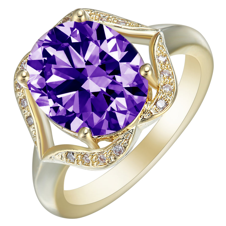 Copper Inlaid Zircon Ring
