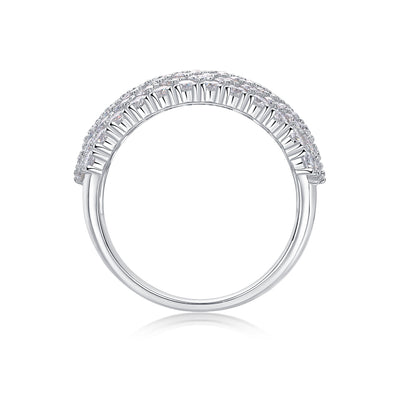 Multiple Row Diamond Wide Rings, Moissanite Rings, Luxury Fashion Silver Rings