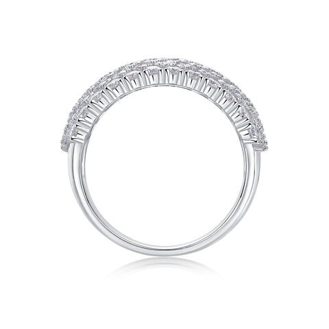 Multiple Row Diamond Wide Rings, Moissanite Rings, Luxury Fashion Silver Rings