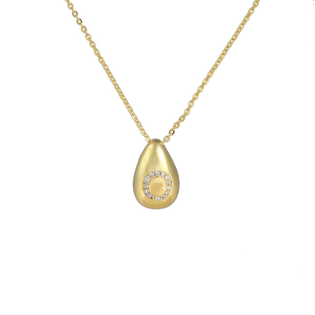 Glossy Water Drop 26 English Letter Pendant Copper-plated Gold Simple Pendant Female