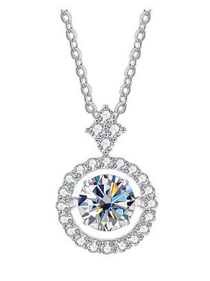 Live Hot S925 Sterling Silver Pulsatile Heart Moissanite Pendant Female Light-chasing Smart Clavicle Chain Moissanite Necklace