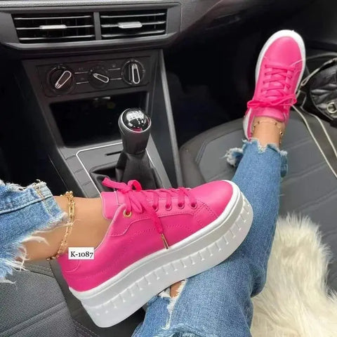 Chunky Heel Shoes Ankle Boots Lace-up Sneakers For Women Douson Odeh