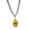 Pear-Shaped Yellow Diamond Necklace With Water Drop Zircon