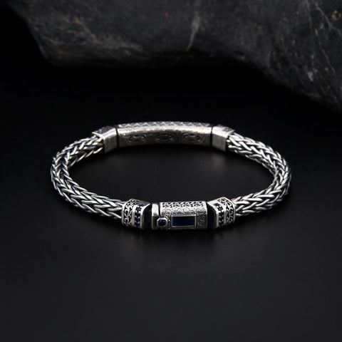 Sterling Silver Hand-woven Inlaid Zircon Hemp Rope Bracelet