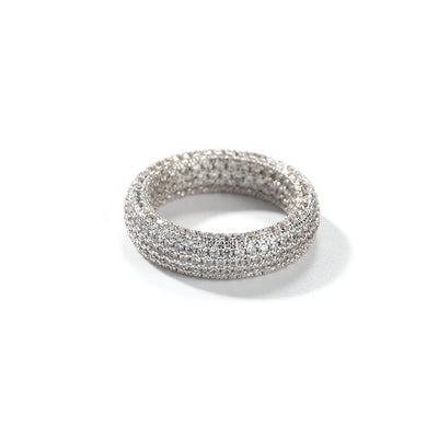 Copper Inlaid Zircon Full Diamond Ring Personality Simple Men